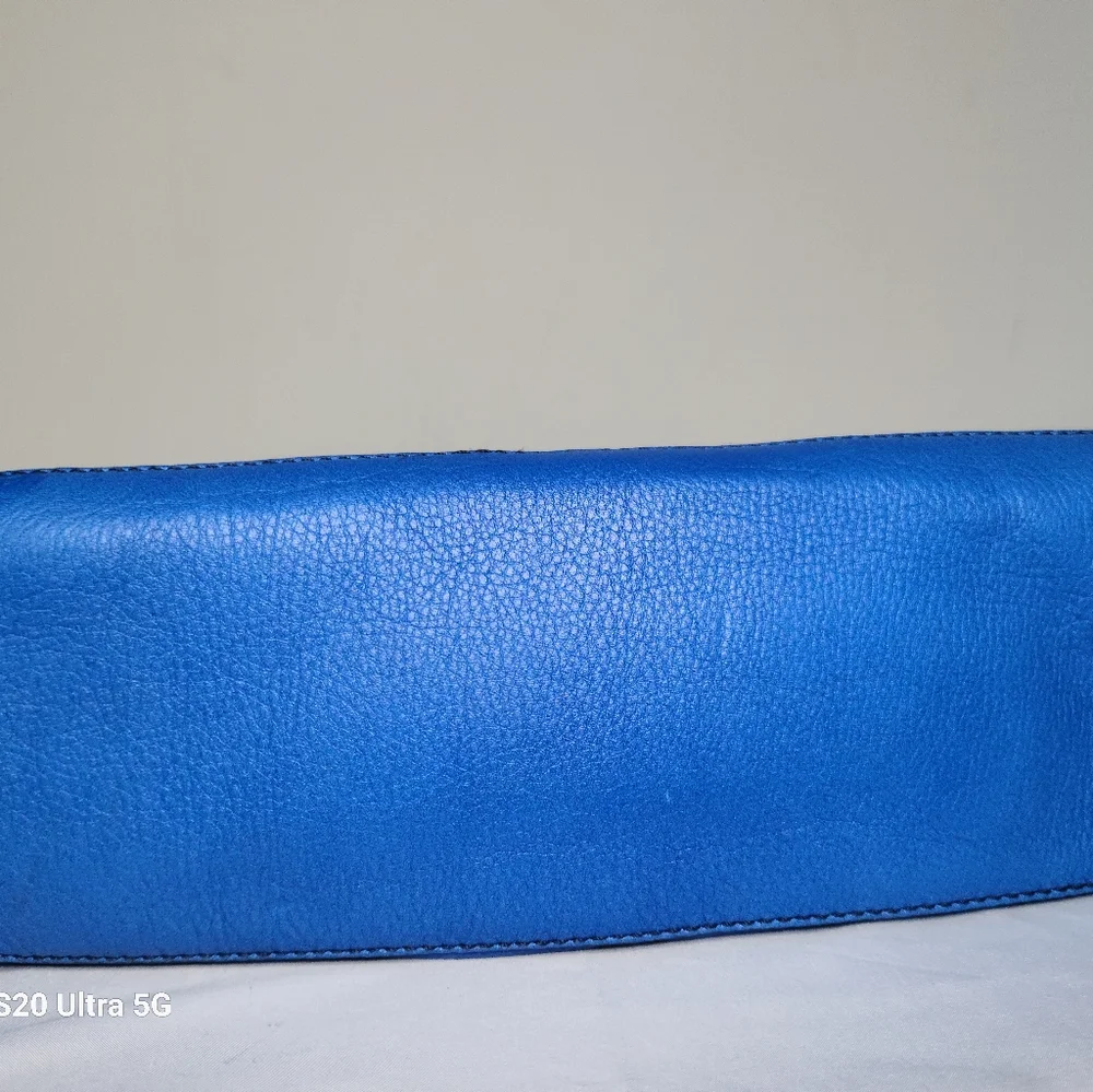 Anthropologie orYany Large Blue Leather Turn Lock Shoulder Bag - Picture 10 of 10